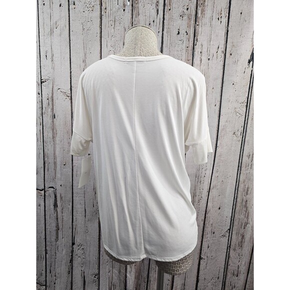 ALK Women's M Tresics Luxe Off-White Surplice Wrap Slinky Blouse Shirt Top NEW - Picture 3 of 7